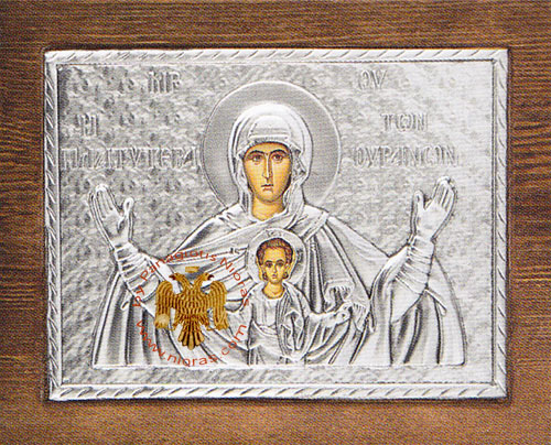 Theotokos Panagia Platytera Silver Plated Icon